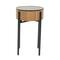 26.5" Brown Wood Handmade Slatted Side End Accent Table with Black Legs